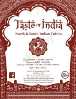 Taste of India menu