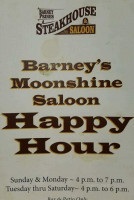 Barney Prine's Steakhouse Saloon menu