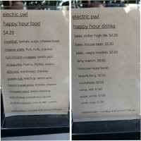 Electric Owl menu