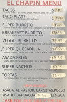 El Chapin menu