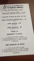 Jewels Caribbean menu