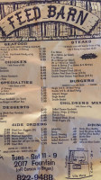 The Feed Barn menu