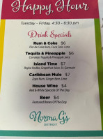 Norma G's menu