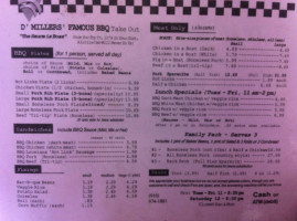 D'miller's Famous Bbq menu