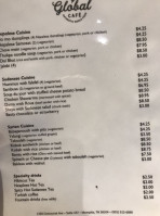 Global Cafe menu