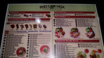 Pho Lien Hoa menu