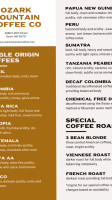 Ozark Mountain Coffee Co Roastery menu