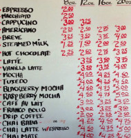 Bill’s Brew menu