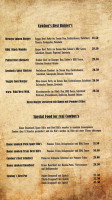 The Western Saloon menu