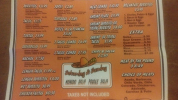 Carniceria Y Taqueria Karlitas menu