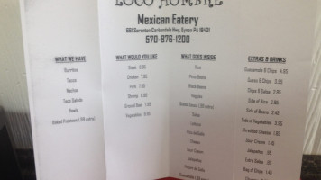 Loco Hombre menu