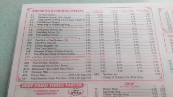 General Tso's Chinese menu