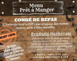 Auberge Ayer's Cliff menu