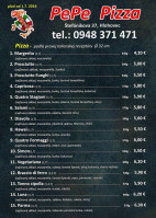 Columbiana Pizza Hlohovec menu