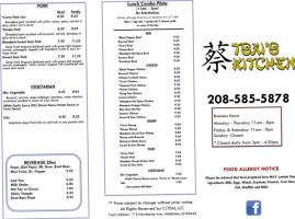 Tsai's Kitchen menu