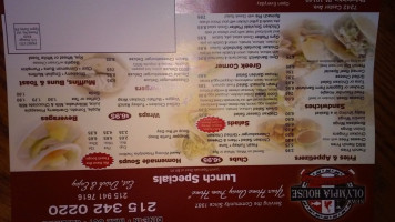 New Olympia House Inc menu