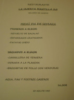 La Huerta Mantilla menu