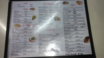 Tanya’s Lebanese Kabab menu