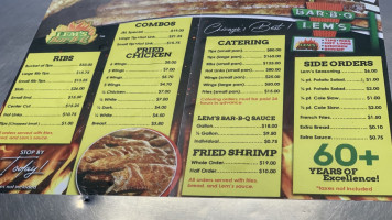 Lem's -b-q House menu