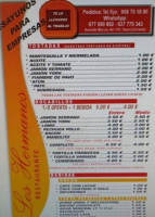 Hostal Los Hermanos Baza menu