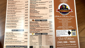 Las Delicias Colombianas Inc menu