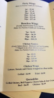 The Wing Factory East menu