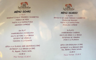 La Concòrdia. Bar. Restaurant menu