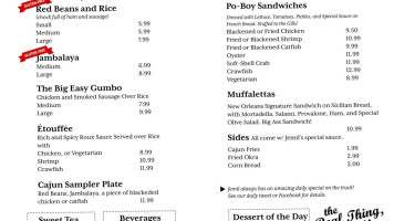 Jemil's Big Easy menu