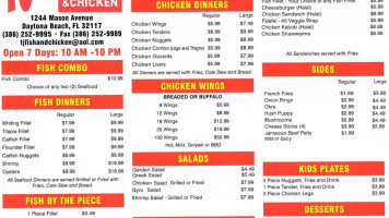 Tjs Fish And Chicken menu