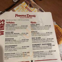 Famous Dave's -b-que menu