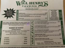 Will Henry's Tavern menu