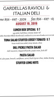 Gardell's Ravioli Italian menu