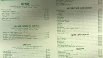 Tropical Gourmet menu