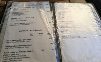 Casa Curro Montoya menu