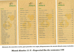 Hostal, Y Cafetería Avenida Ii menu