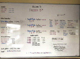 Freddy B's menu