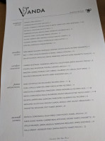 Vanda Cucina menu