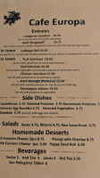 Cafe Europa menu