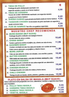 Taj Mahal Conil menu