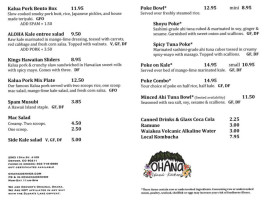 Ohana Island Kitchen menu