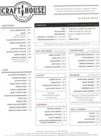 Craft House menu