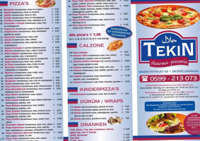 Tekin Shoarma Pizzeria Musselkanaal menu