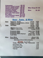 Koba Sushi menu