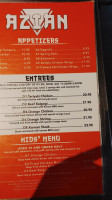 Azian Restaurant menu