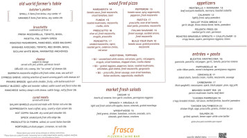 Frasca Pizzeria & Wine Bar menu