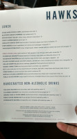 Hawks Provisions Public House menu