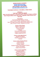 Mangia Buono Caterers menu