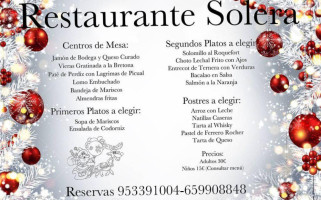 Hostal Solera menu