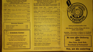 J.r. Crickets Mlk menu