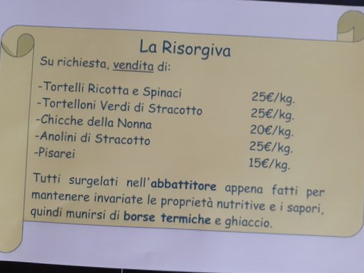 Agriturismo La Risorgiva Speisekarte